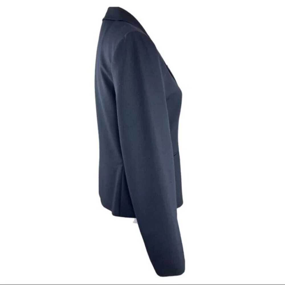 Tahari Arthur S Levine Women Navy Blue Pinstripe Two Button Blazer Jacket Size 8